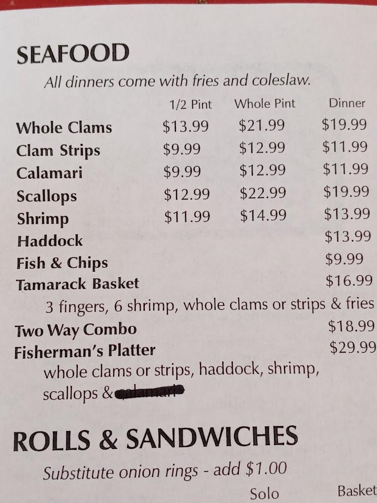 Tamarack Restaurant Menu image 3